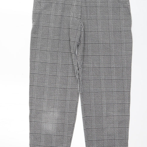 Boohoo Womens Black Houndstooth Polyester Trousers  Size 8 L24 in Regular Zip