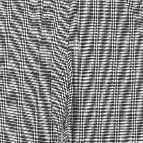 Boohoo Womens Black Houndstooth Polyester Trousers  Size 8 L24 in Regular Zip