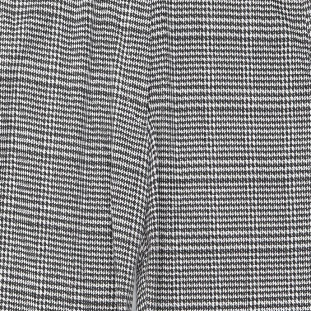 Boohoo Womens Black Houndstooth Polyester Trousers  Size 8 L24 in Regular Zip