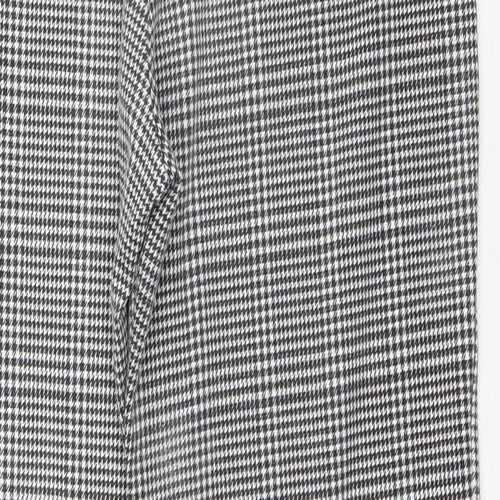Boohoo Womens Black Houndstooth Polyester Trousers  Size 8 L24 in Regular Zip