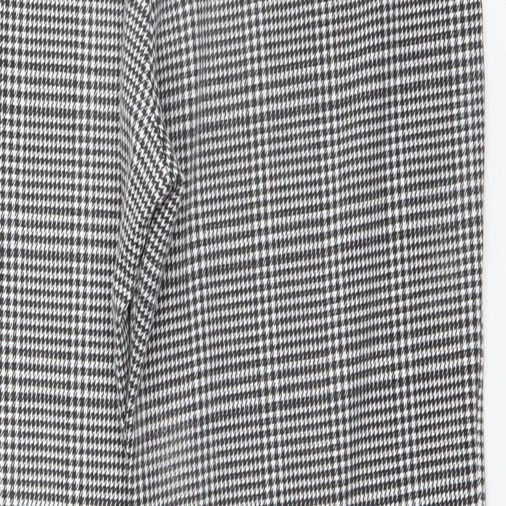 Boohoo Womens Black Houndstooth Polyester Trousers  Size 8 L24 in Regular Zip