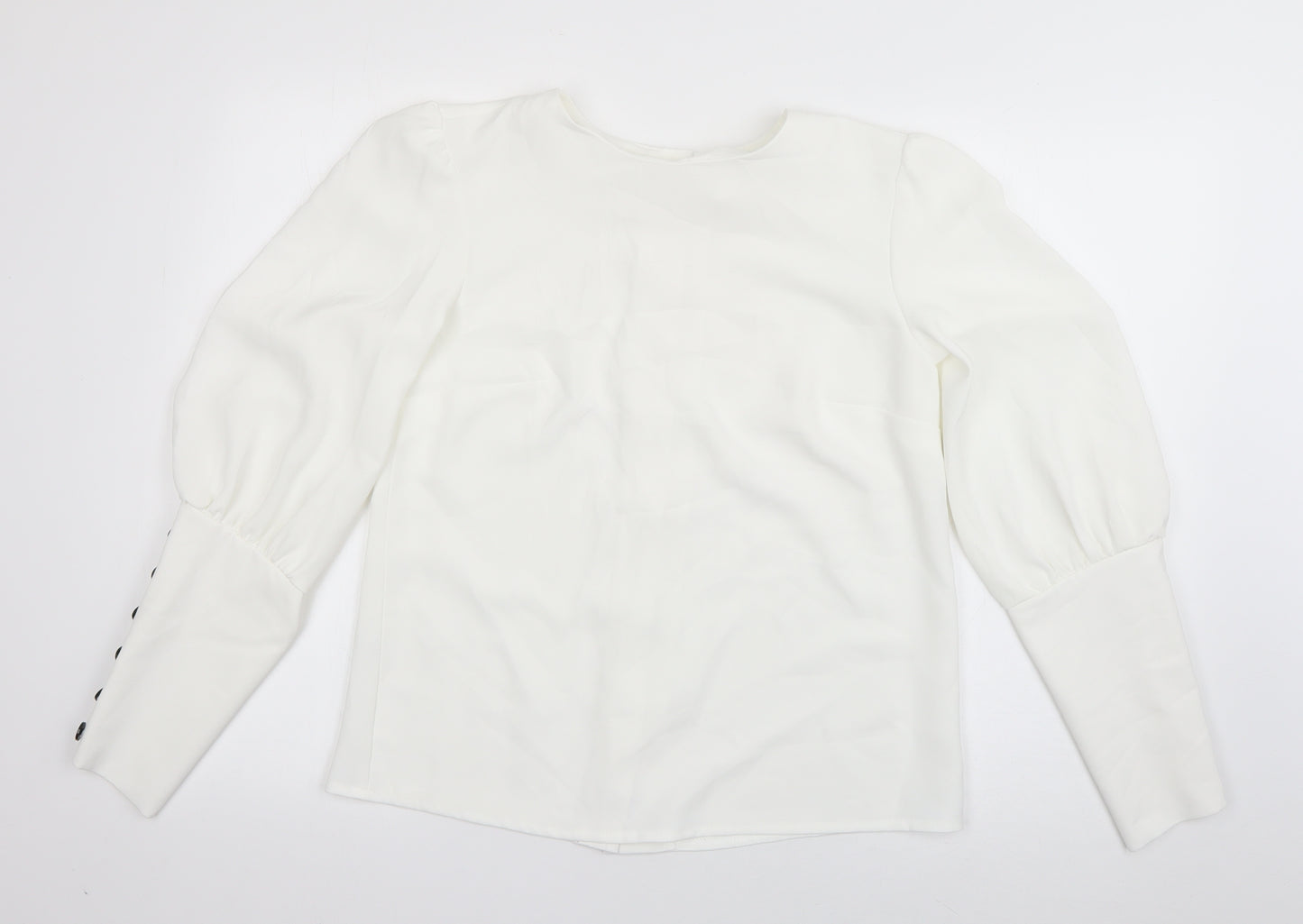 Varlesca Womens White  Polyester Basic Blouse Size 8 Round Neck