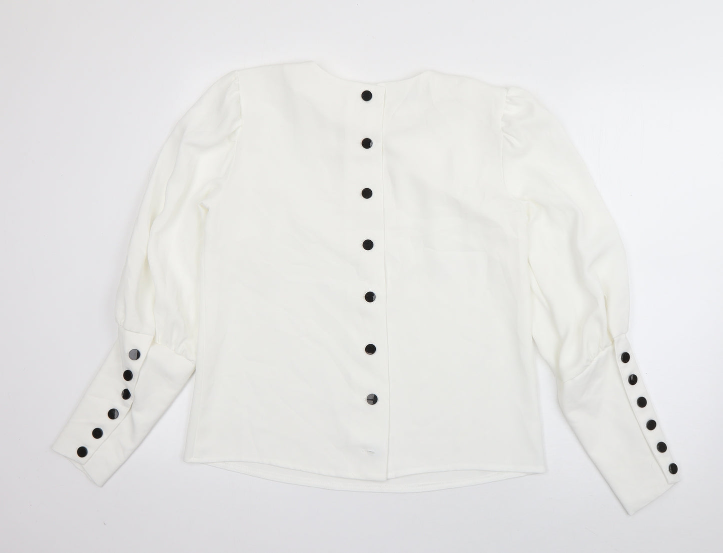 Varlesca Womens White  Polyester Basic Blouse Size 8 Round Neck