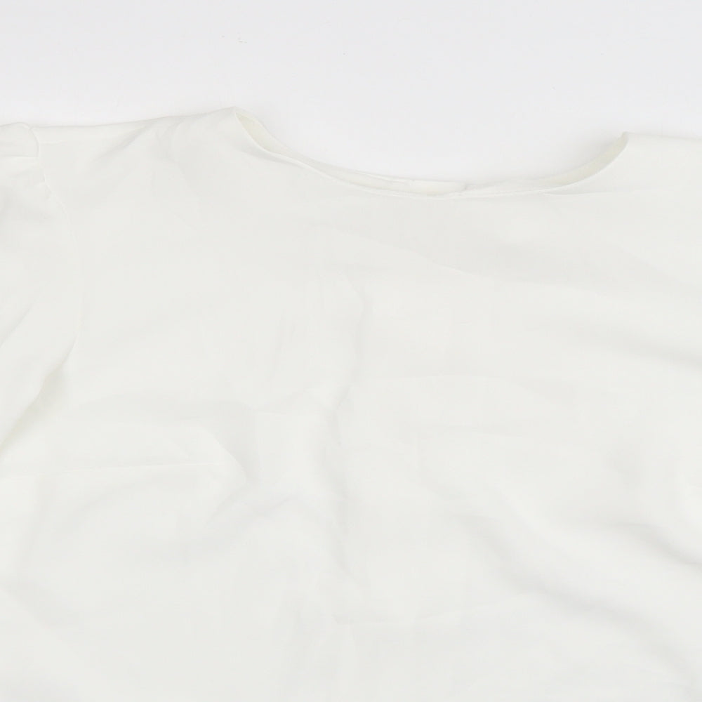 Varlesca Womens White  Polyester Basic Blouse Size 8 Round Neck