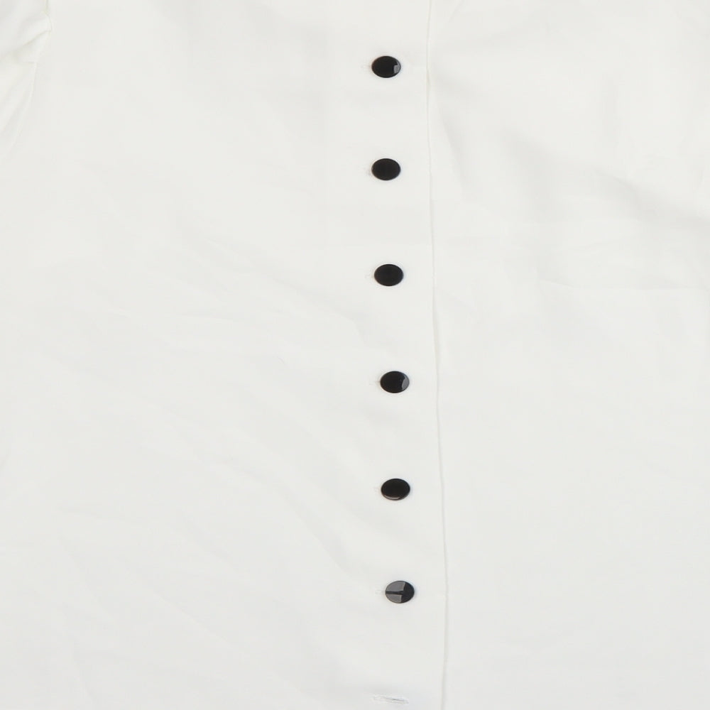 Varlesca Womens White  Polyester Basic Blouse Size 8 Round Neck