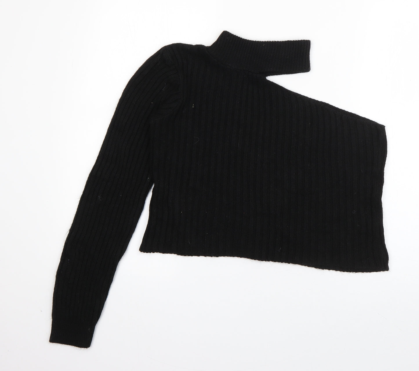 Boohoo Womens Black Round Neck  Acrylic Pullover Jumper Size S
