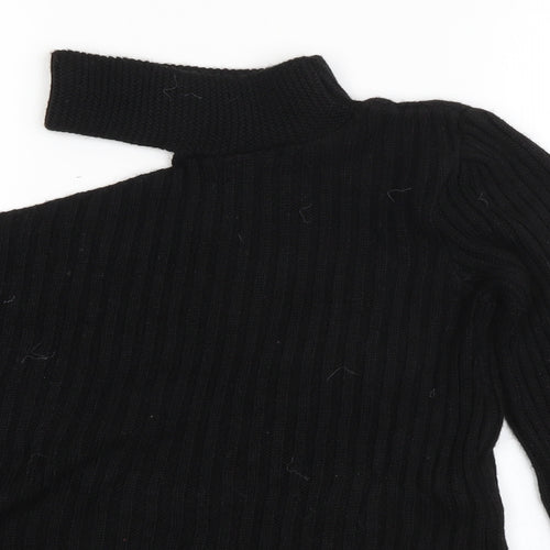 Boohoo Womens Black Round Neck  Acrylic Pullover Jumper Size S