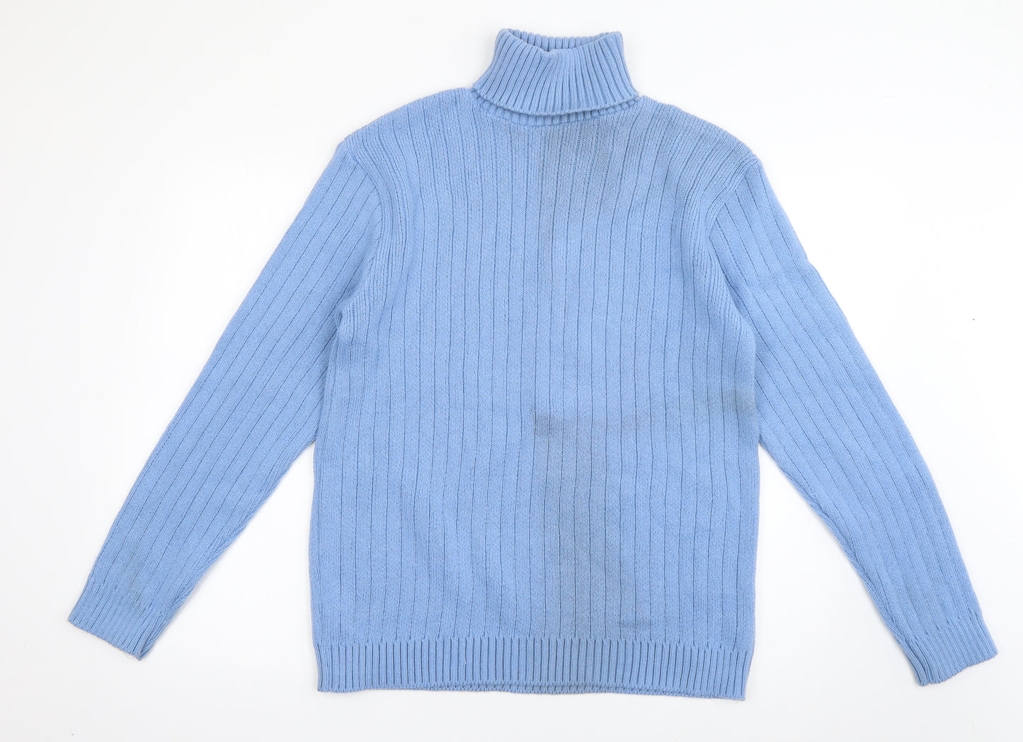 The Sweater Shop Mens Blue Roll Neck  Cotton Pullover Jumper Size L