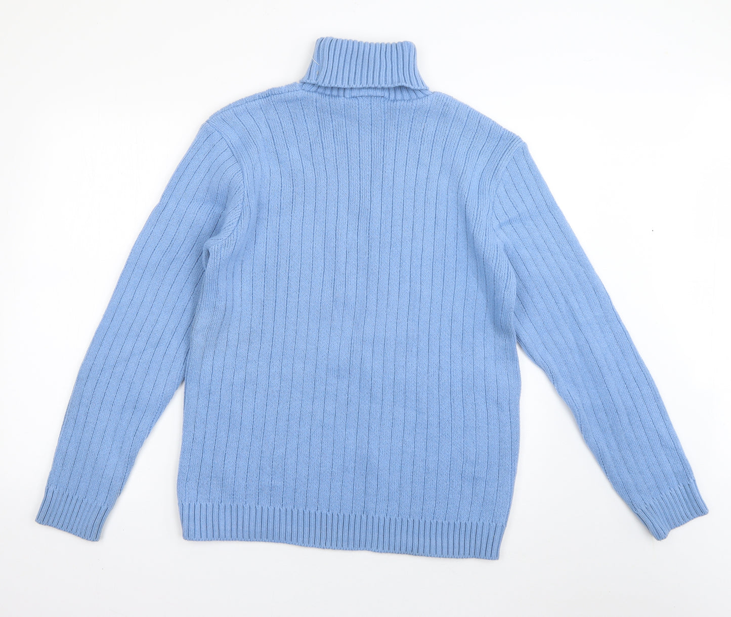 The Sweater Shop Mens Blue Roll Neck  Cotton Pullover Jumper Size L