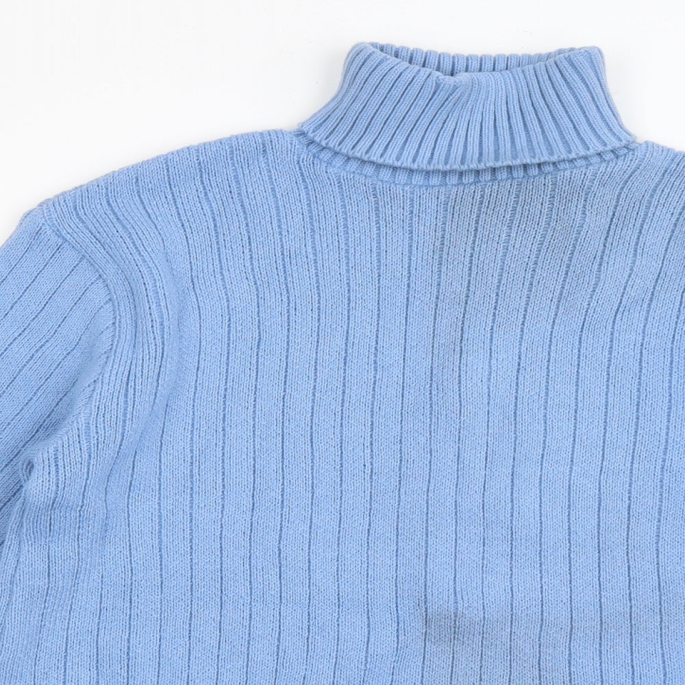 The Sweater Shop Mens Blue Roll Neck  Cotton Pullover Jumper Size L