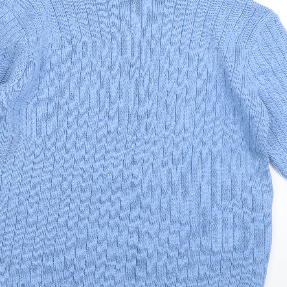 The Sweater Shop Mens Blue Roll Neck  Cotton Pullover Jumper Size L