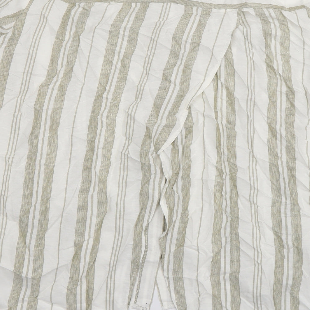 Atmosphere Womens Green Striped Polyester Basic Button-Up Size 18 Round Neck - backless