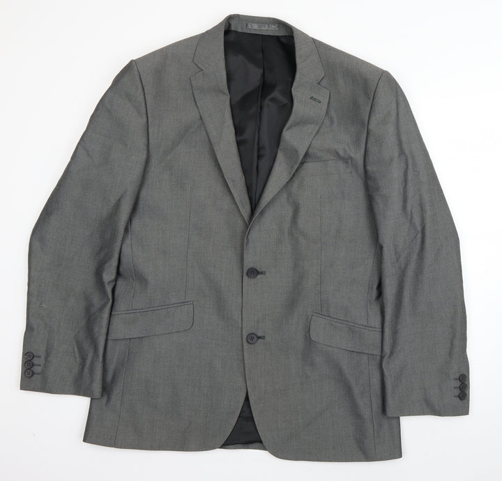 Karl Jackson Mens Grey  Polyester Jacket Suit Jacket Size L