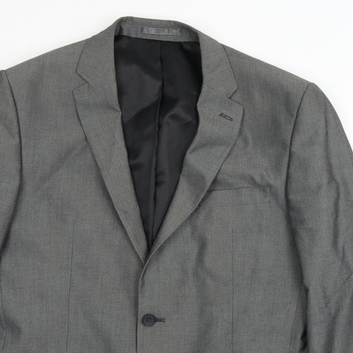 Karl Jackson Mens Grey  Polyester Jacket Suit Jacket Size L