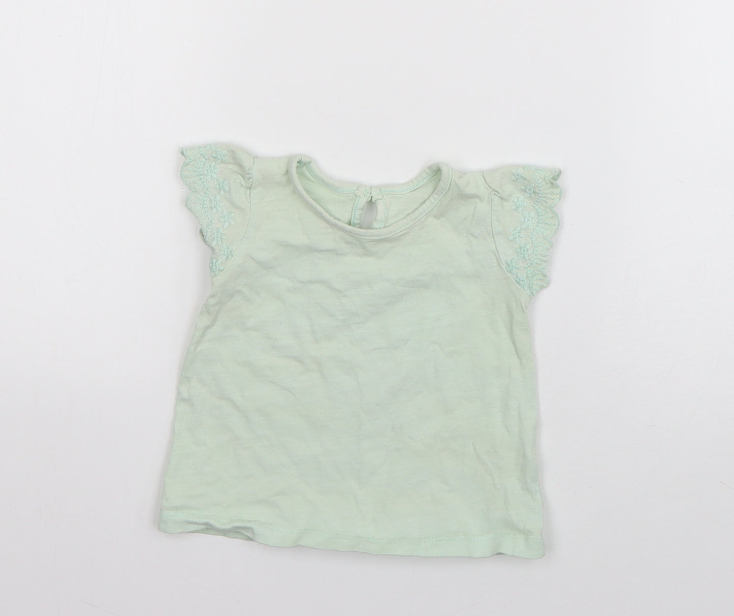 Matalan Girls Green  Cotton Basic T-Shirt Size 3-6 Months Round Neck Pullover