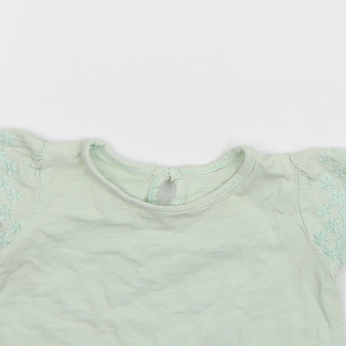 Matalan Girls Green  Cotton Basic T-Shirt Size 3-6 Months Round Neck Pullover