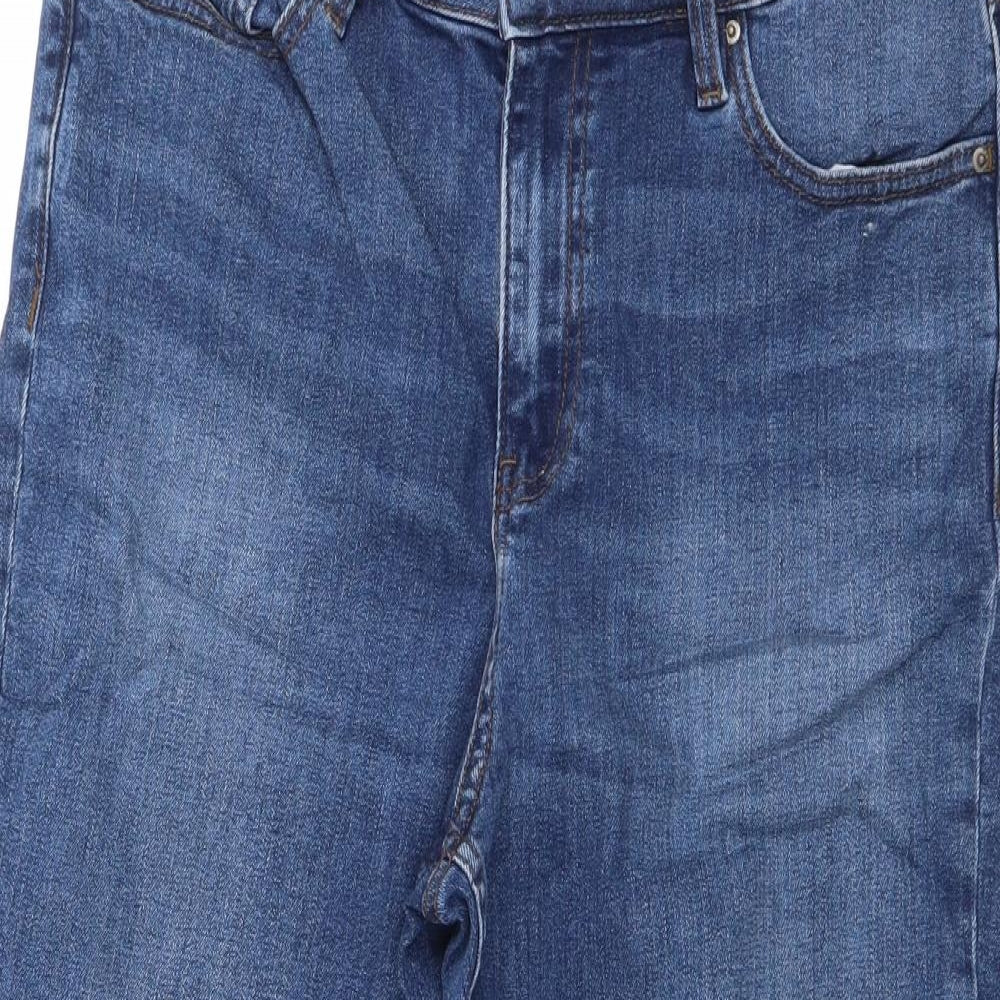 Marks and Spencer Womens Blue  Cotton Cropped Jeans Size 14 L25 in Regular Button
