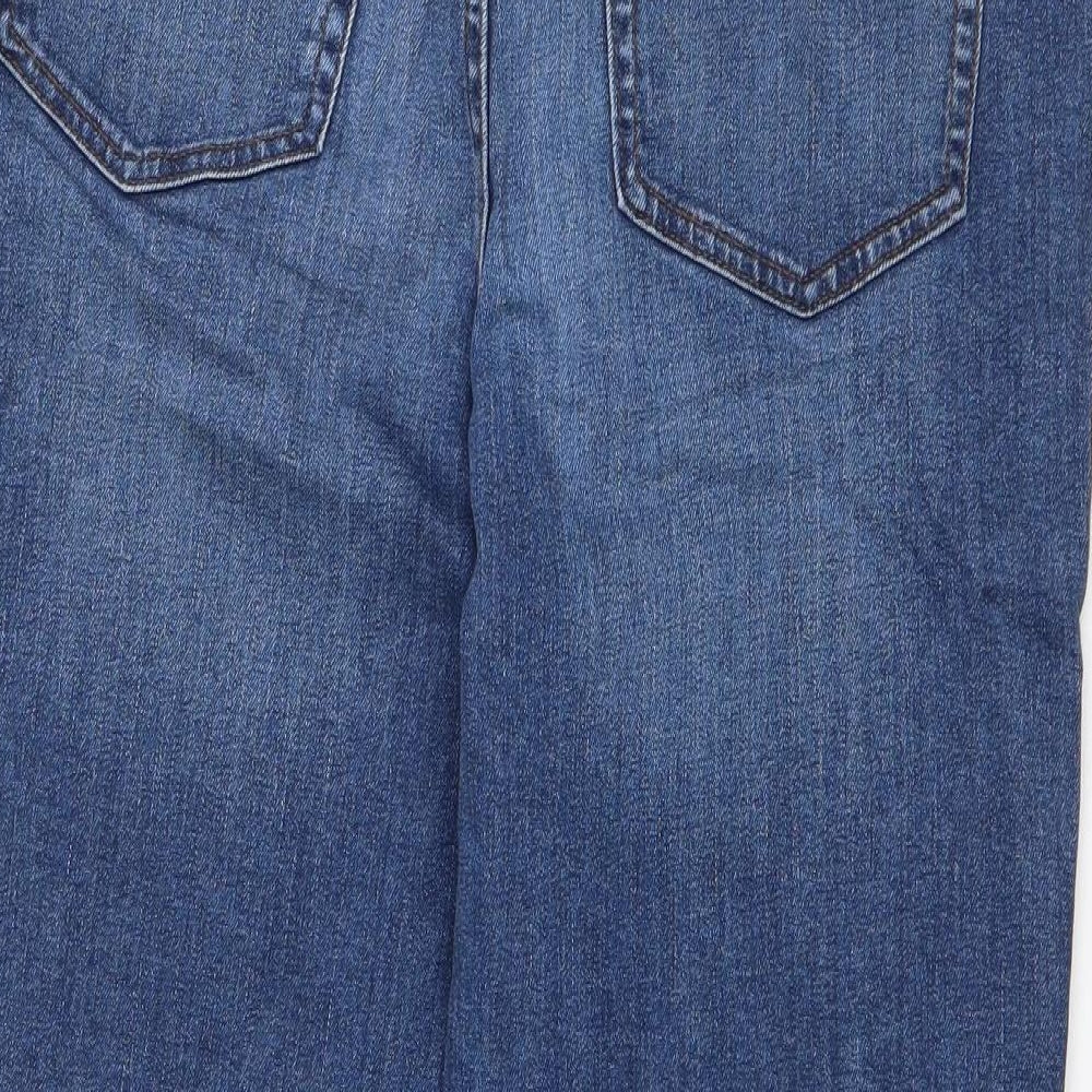 Marks and Spencer Womens Blue  Cotton Cropped Jeans Size 14 L25 in Regular Button