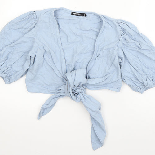 Nasty Gal Womens Blue  Cotton Basic Blouse Size 4 V-Neck
