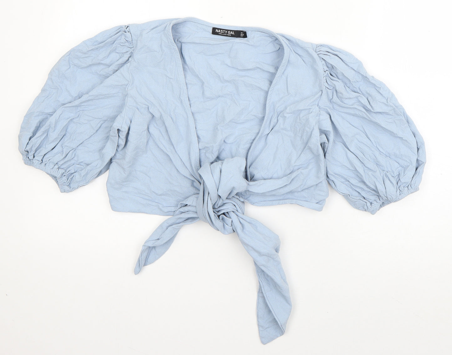 Nasty Gal Womens Blue  Cotton Basic Blouse Size 4 V-Neck