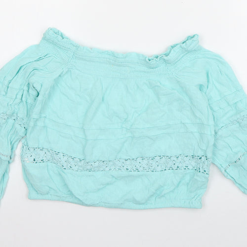 aeropostale Womens Blue  Viscose Basic Blouse Size XS Off the Shoulder