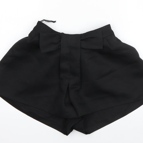 Preworn Womens Black  Polyester Hot Pants Shorts Size S  Regular Zip