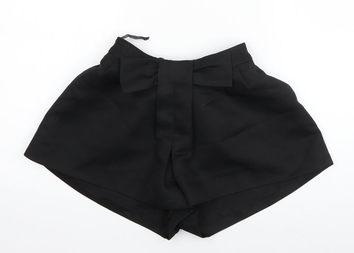 Preworn Womens Black Polyester Hot Pants Shorts Size S Regular Zip