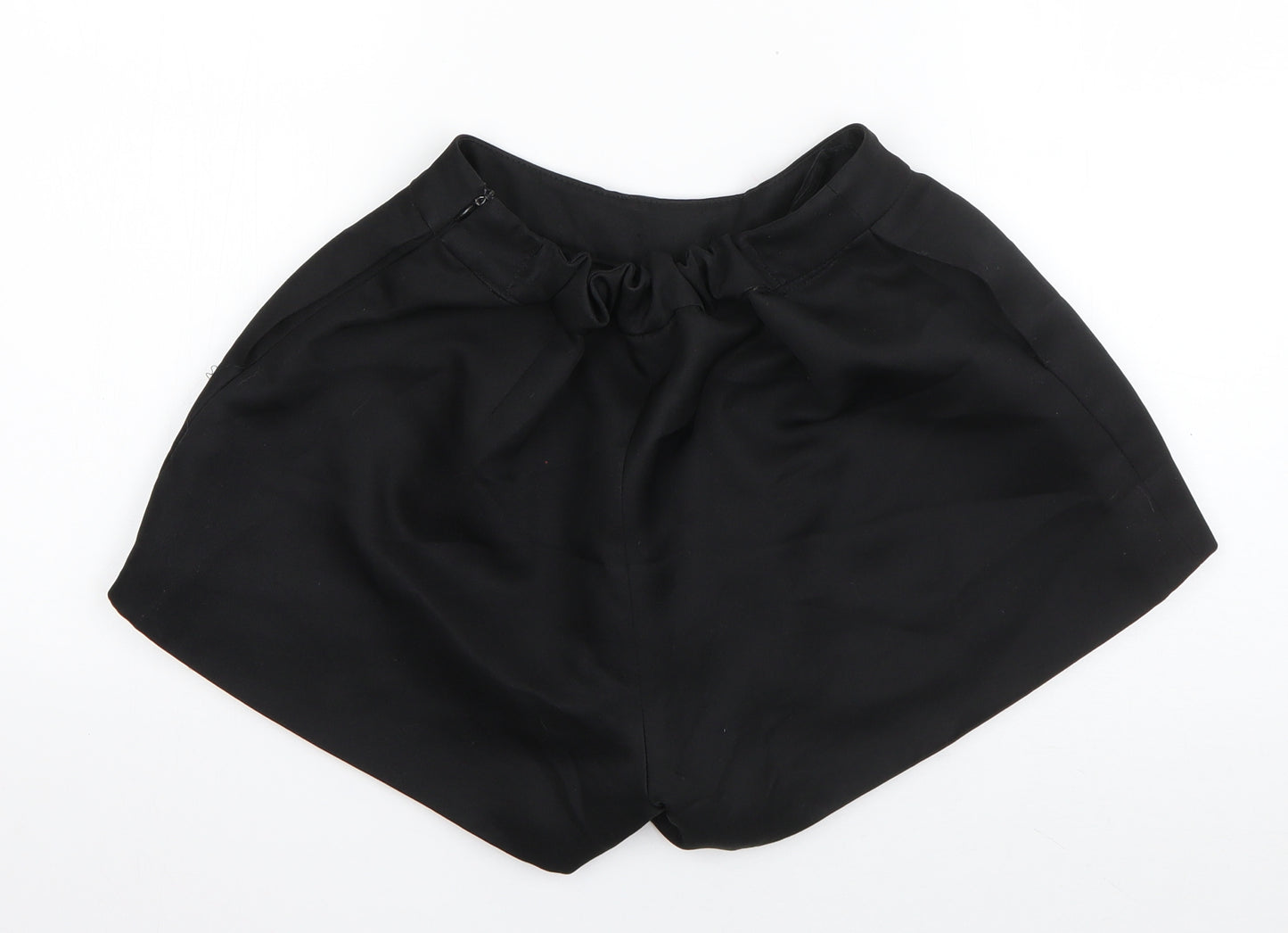 Preworn Womens Black  Polyester Hot Pants Shorts Size S  Regular Zip