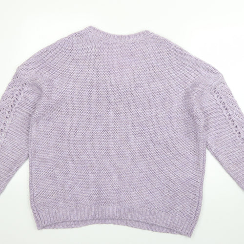 George Womens Purple V-Neck  Acrylic Pullover Jumper Size 16