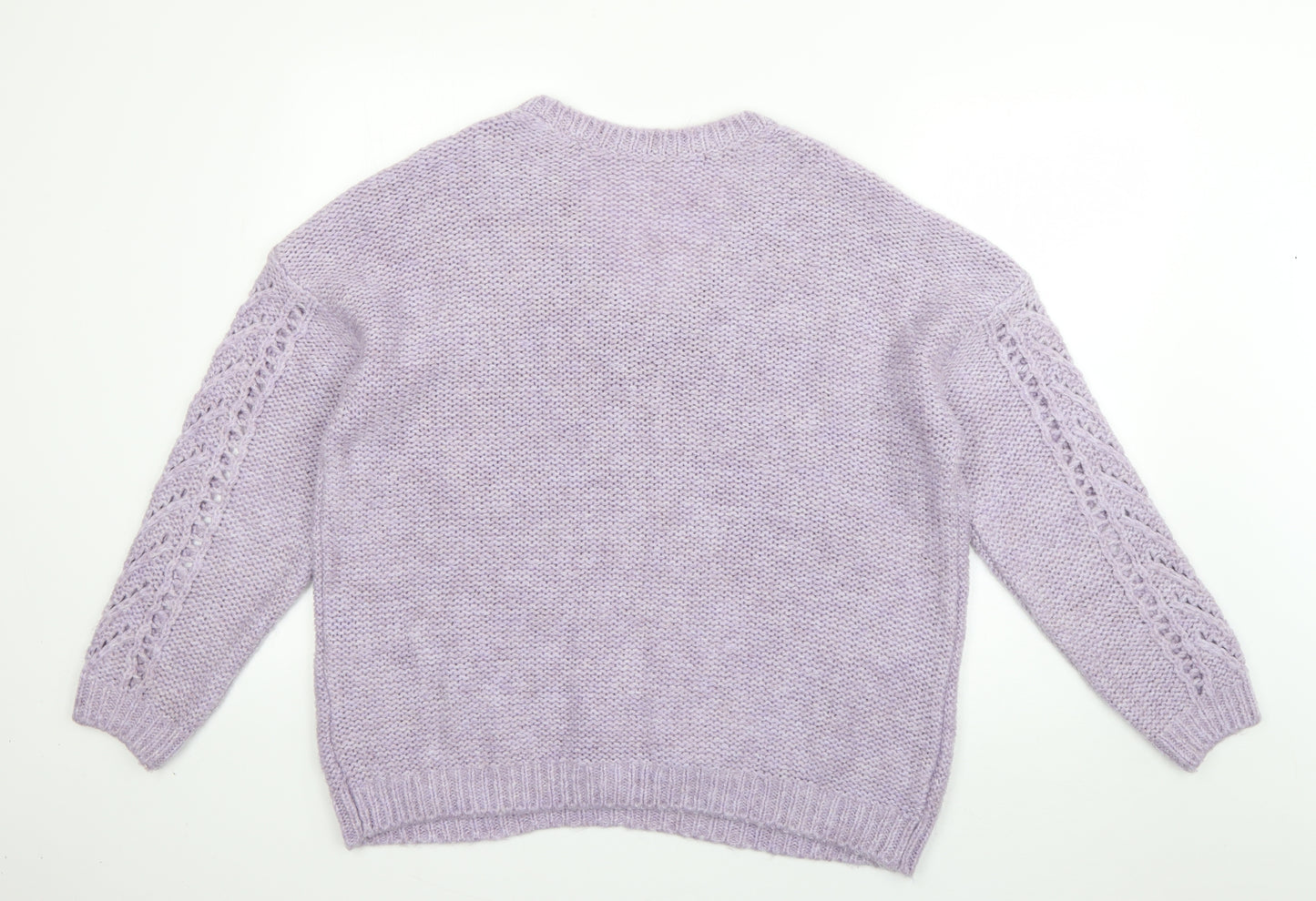 George Womens Purple V-Neck  Acrylic Pullover Jumper Size 16