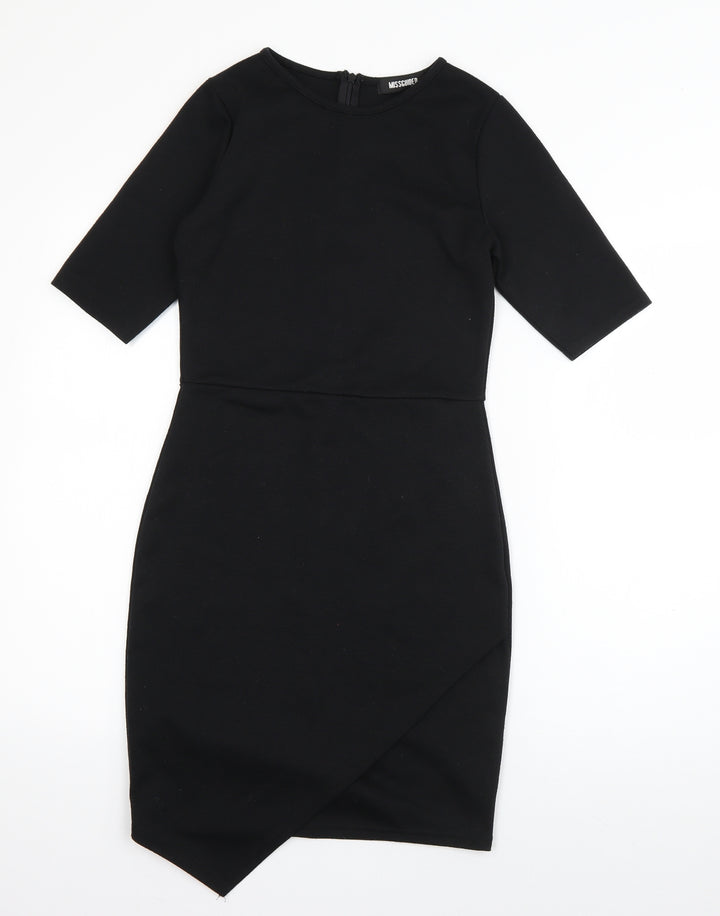 Missguided Womens Black Polyester T-Shirt Dress Size 10 Round Neck Pullover
