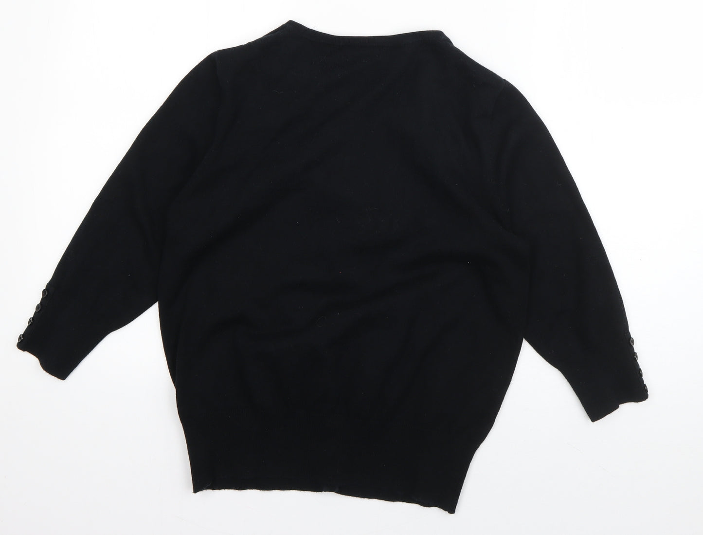 F&F Womens Black Roll Neck  Cotton Cardigan Jumper Size 14