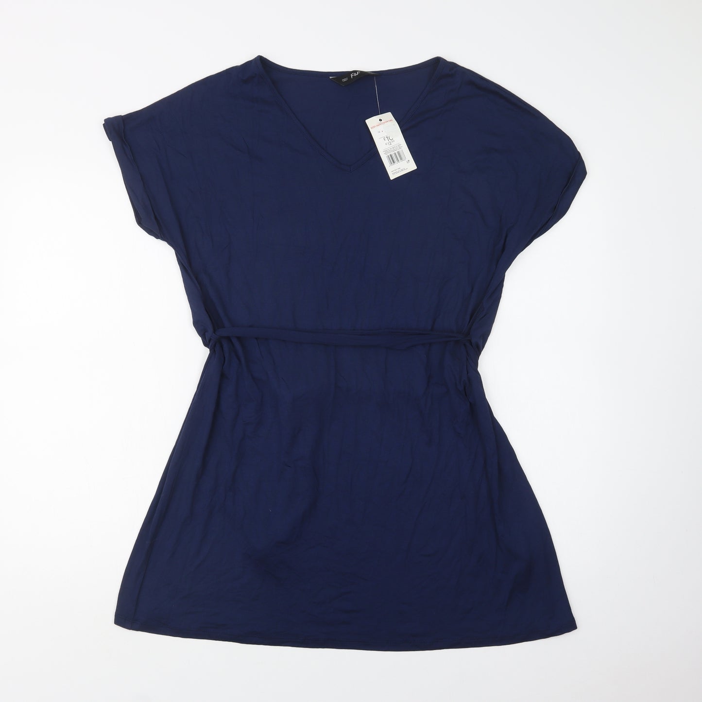 F&F Womens Blue  Viscose Slip Dress  Size 12  V-Neck