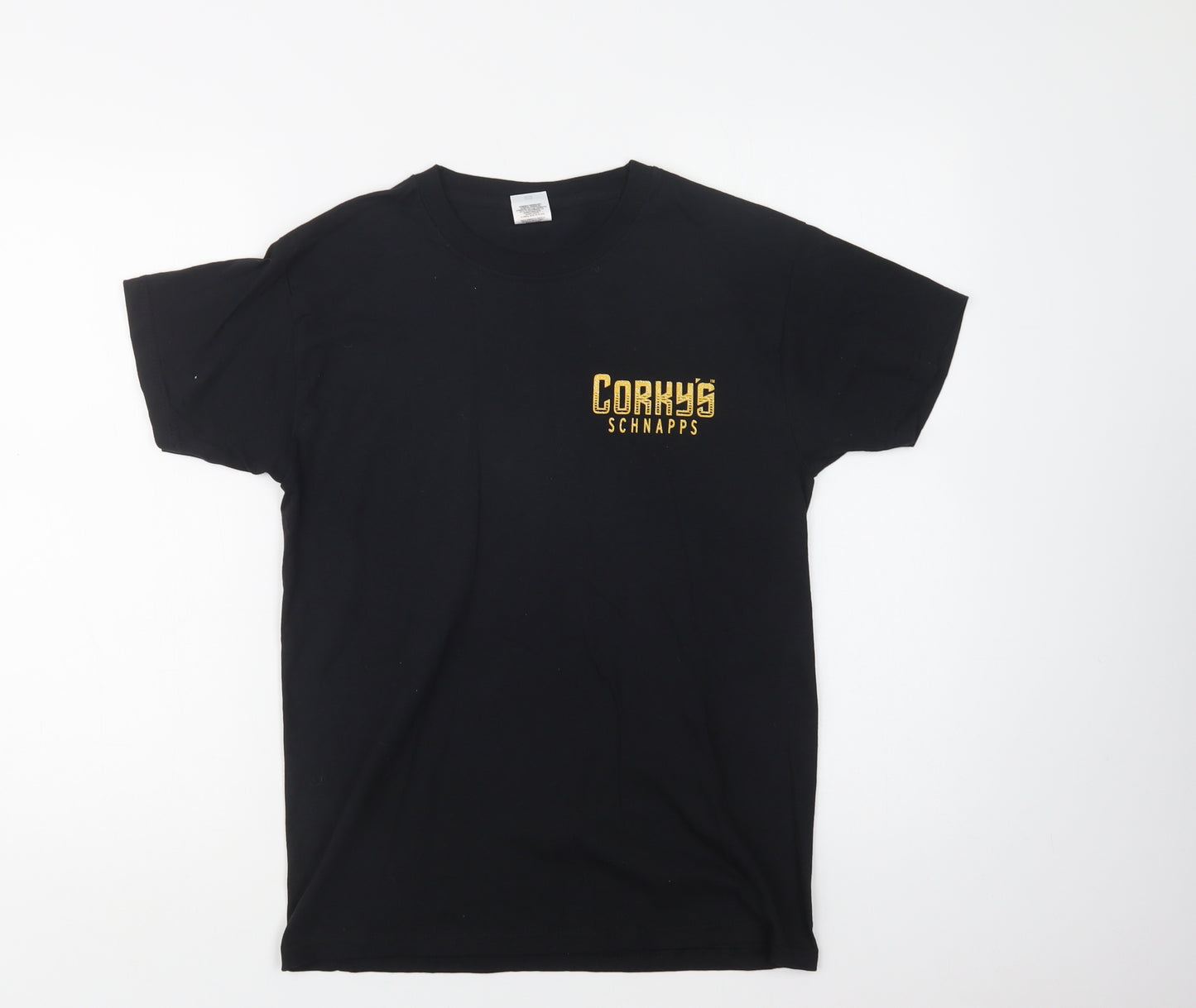 Fruit of the Loom Womens Black  Cotton Basic T-Shirt Size S Crew Neck - Schnapps