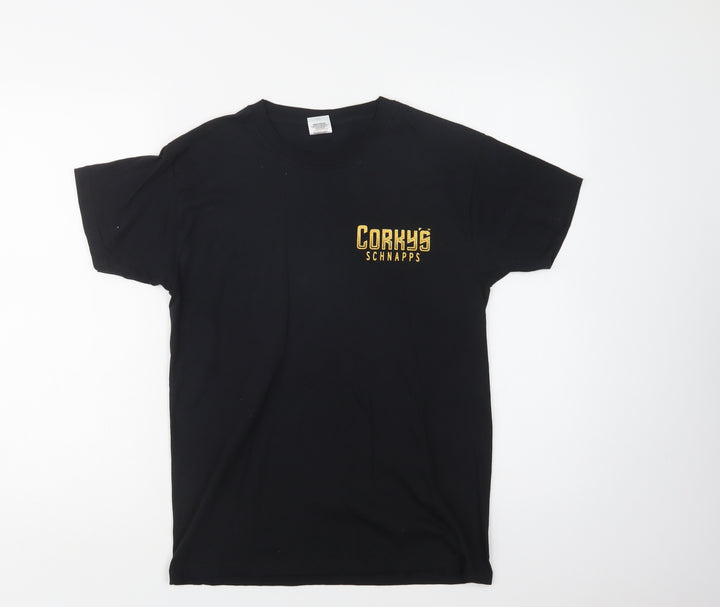 Fruit of the Loom Womens Black  Cotton Basic T-Shirt Size S Crew Neck - Schnapps