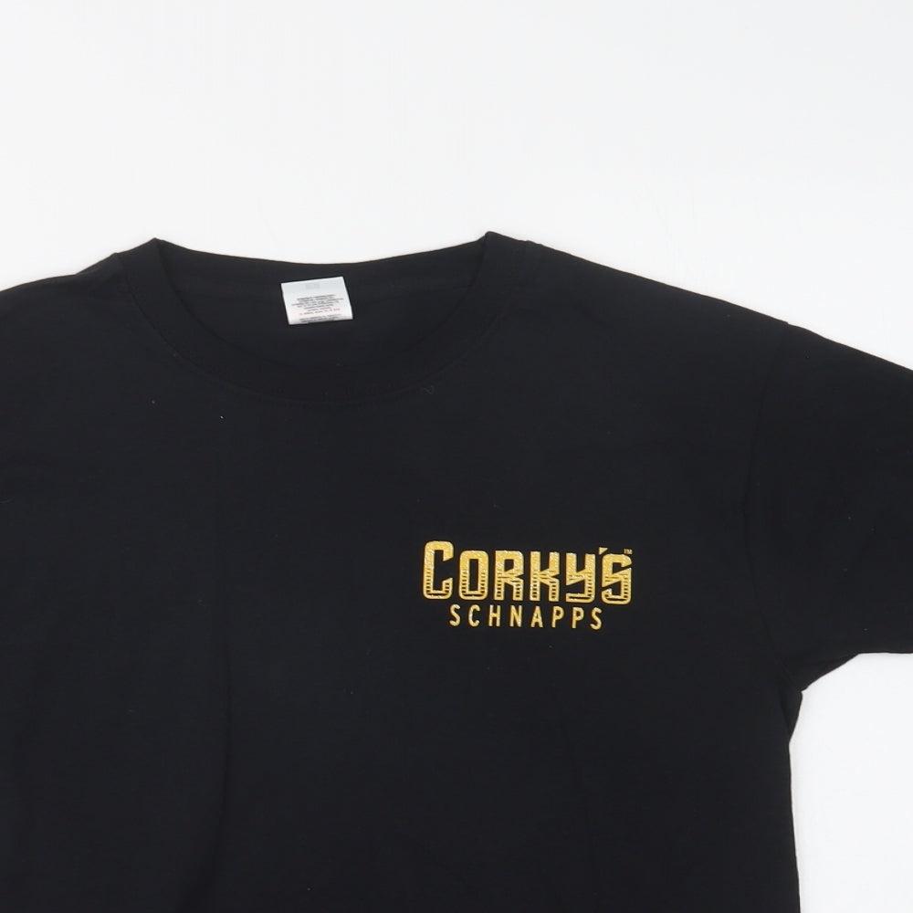 Fruit of the Loom Womens Black  Cotton Basic T-Shirt Size S Crew Neck - Schnapps