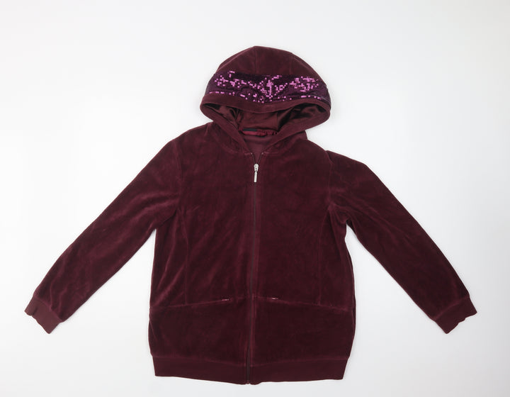 ESMARA Womens Purple Cotton Full Zip Hoodie Size 18 Zip