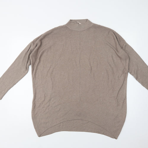 Primark Womens Beige Mock Neck  Viscose Tunic Jumper Size 12