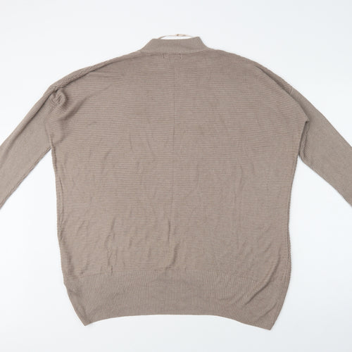 Primark Womens Beige Mock Neck  Viscose Tunic Jumper Size 12