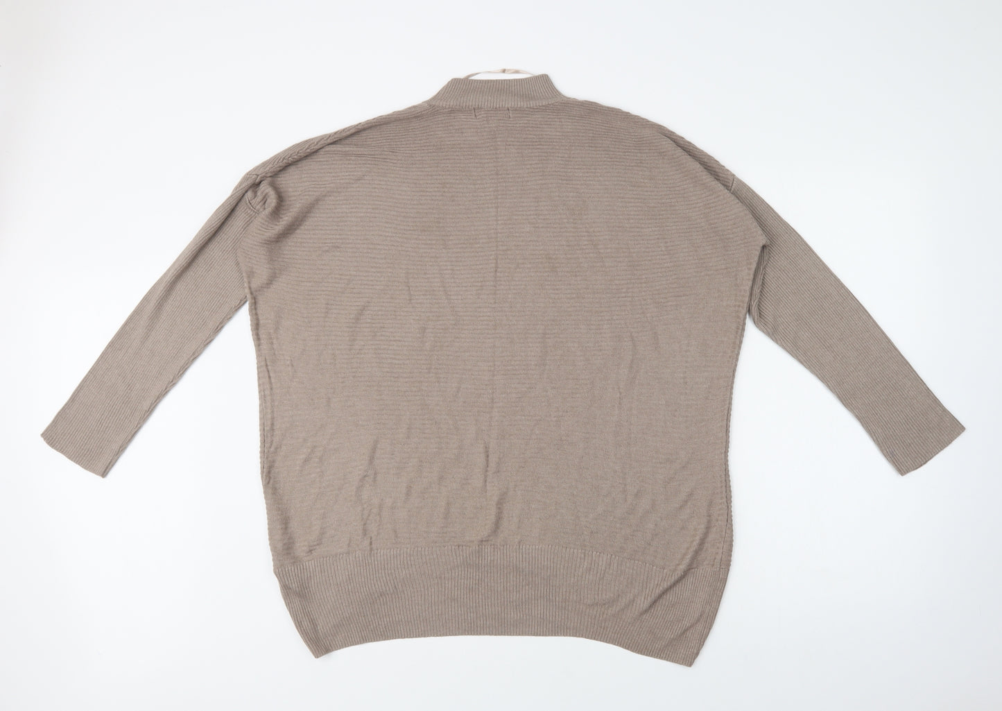 Primark Womens Beige Mock Neck  Viscose Tunic Jumper Size 12