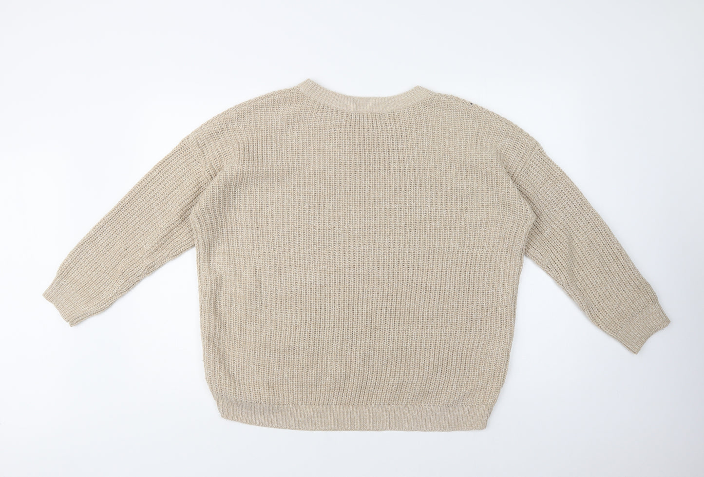 Primark Womens Beige Crew Neck  Acrylic Pullover Jumper Size 18