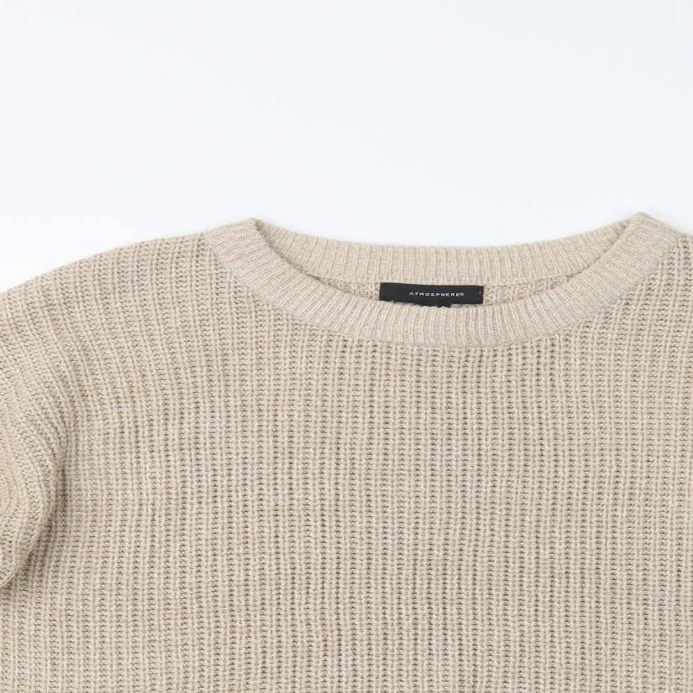 Primark Womens Beige Crew Neck  Acrylic Pullover Jumper Size 18