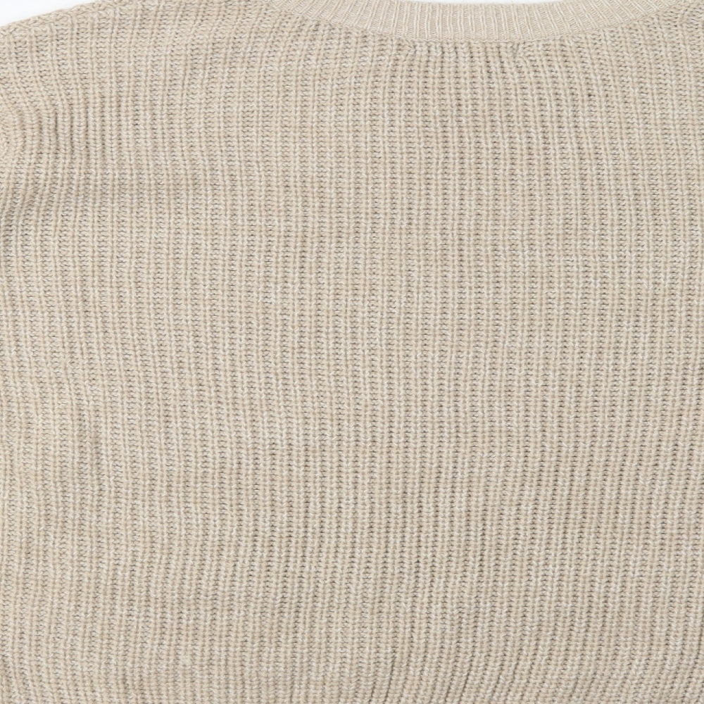 Primark Womens Beige Crew Neck  Acrylic Pullover Jumper Size 18