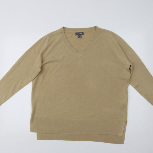 Primark Womens Beige V-Neck  Acrylic Pullover Jumper Size L