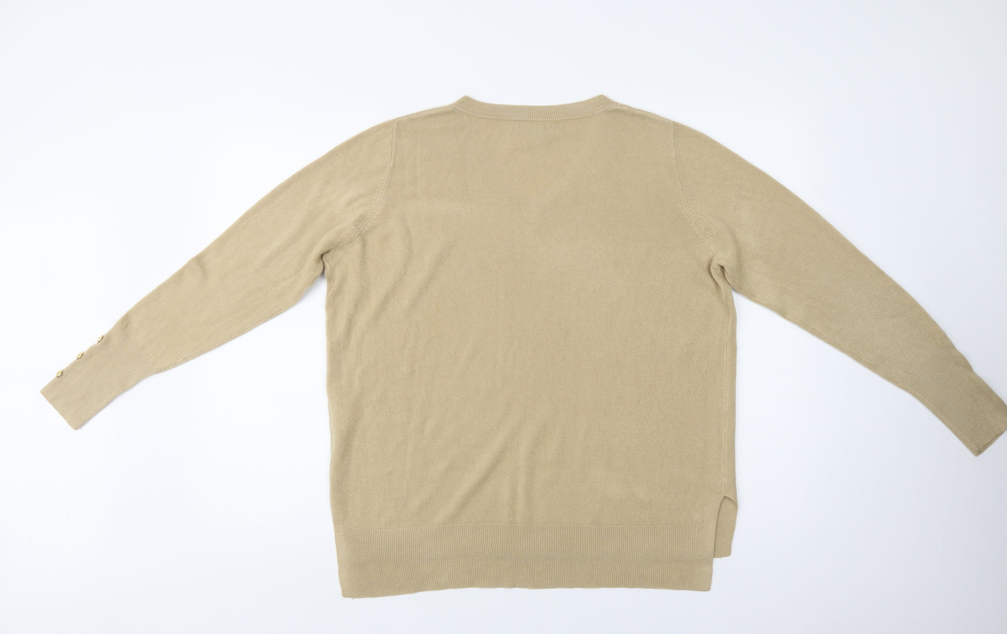 Primark Womens Beige V-Neck  Acrylic Pullover Jumper Size L