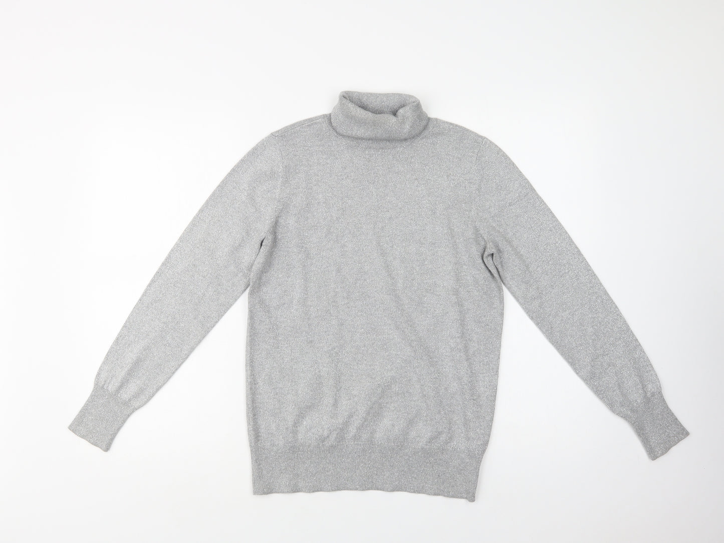 Dorothy Perkins Womens Silver Roll Neck  Viscose Pullover Jumper Size 10