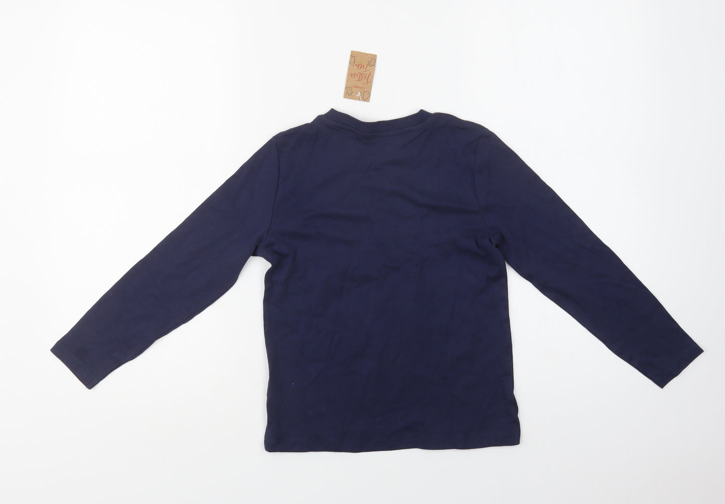George Girls Blue  Cotton Basic Blouse Size 7-8 Years Crew Neck  - Christmas Top