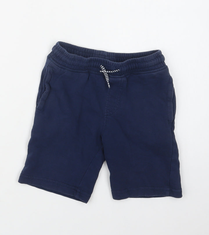 Urban Rascals Boys Blue Cotton Sweat Shorts Size 5-6 Years Regular Drawstring