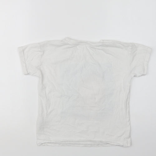M&S Girls White  Cotton Basic Polo Size 8-9 Years Crew Neck