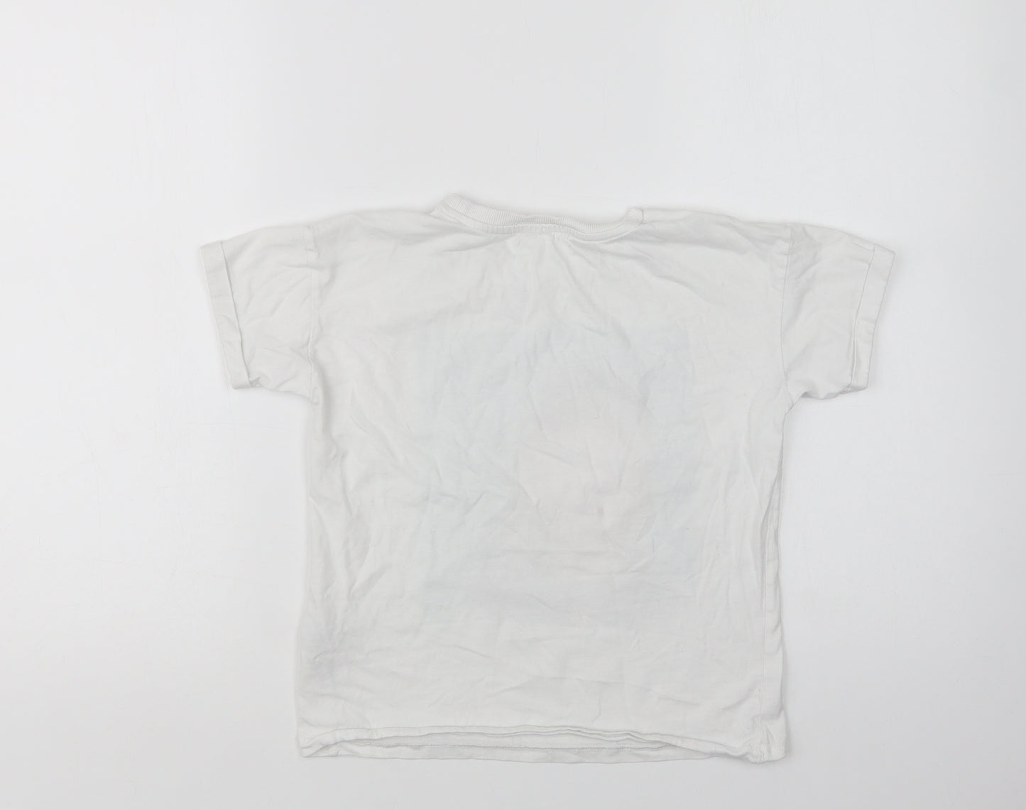 M&S Girls White  Cotton Basic Polo Size 8-9 Years Crew Neck